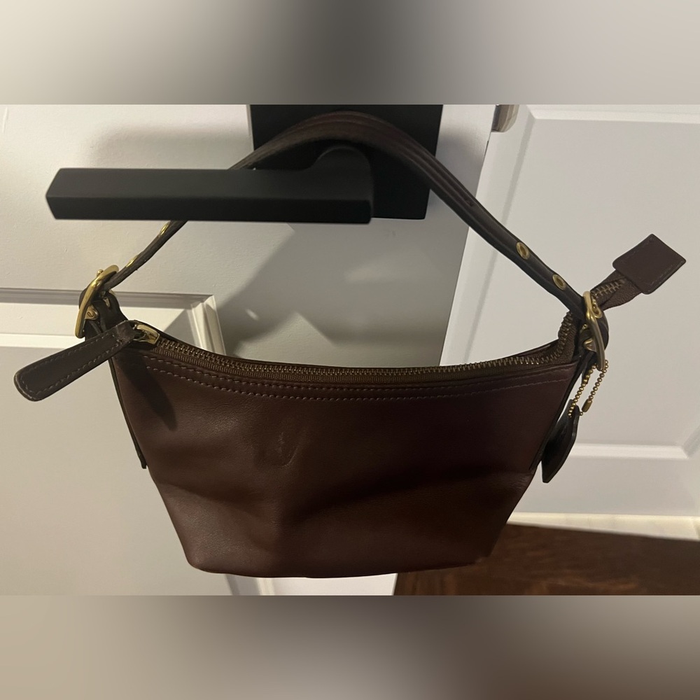 Vintage Coach 9844 Mini Demi Hobo Brown Leather Shoulder Mini Bag Handbag Purse